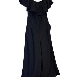 Banana Republic Women's Black Off the Shoulder Ruffle Trim Jumpsuit Size…​​​​